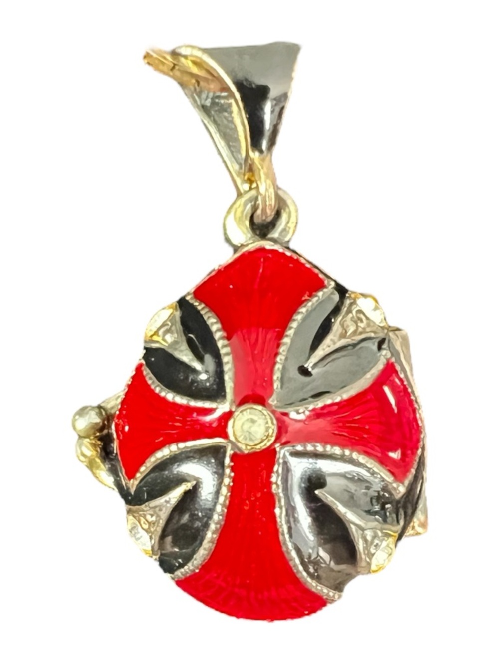 Red Enamel Floral Pendant Charm - Women Jewelry